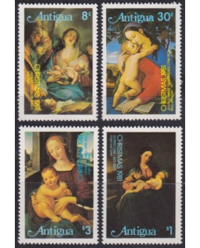 F-EX61426 ANTIGUA IS MNH 1980 CHRISTMAS NAVIDAD ART PAINTING ALONSO CANO STELLA LORENZO DI CREDI.