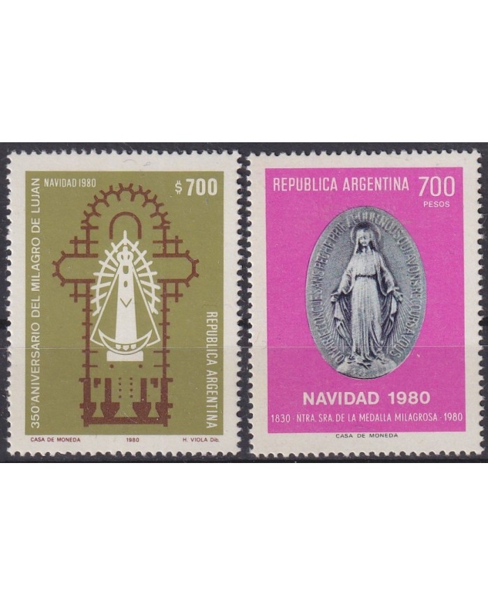 F-EX61432 ARGENTINA MNH 1980 CHRISTMAS NAVIDAD MIRACLE OF LUJAN & MILAGROSA VIRGEN.