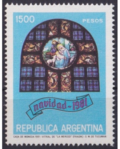 F-EX61436 ARGENTINA MNH 1976 CHRISTMAS NAVIDAD ART PAINTING STAINED GLASS.