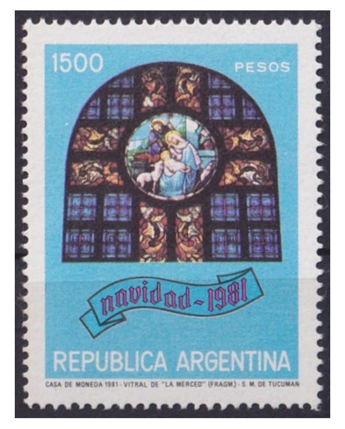 F-EX61436 ARGENTINA MNH 1976 CHRISTMAS NAVIDAD ART PAINTING STAINED GLASS.