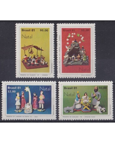 F-EX61438 BRAZIL MNH 1981 CHRISTMAS NAVIDAD ART CRECHES FIGURINES.