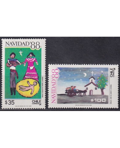F-EX61447 CHILE MNH 1988 CHRISTMAS NAVIDAD CHILDREN DRAWING.