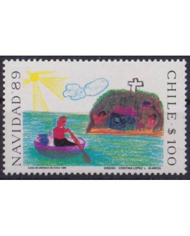 F-EX61451 CHILE MNH 1989 CHRISTMAS NAVIDAD CHILDREN DRAWING.