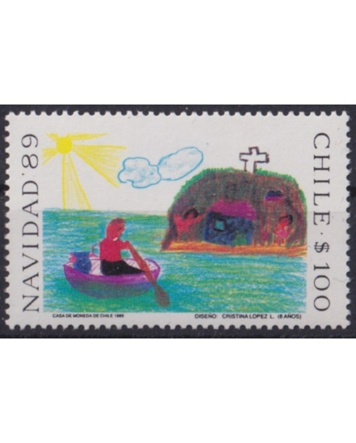 F-EX61451 CHILE MNH 1989 CHRISTMAS NAVIDAD CHILDREN DRAWING.