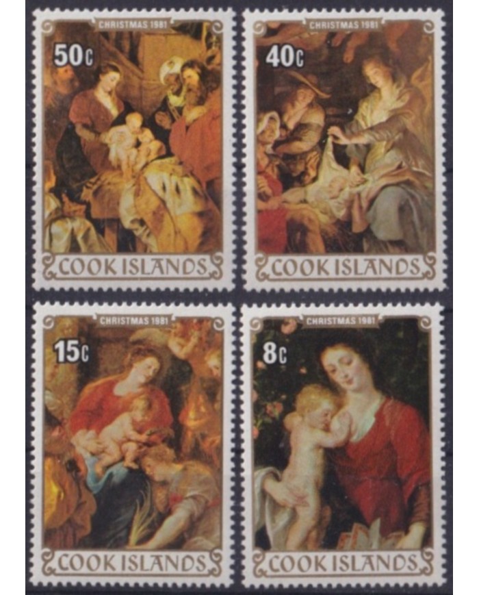F-EX61457 COOK IS MNH 1981 CHRISTMAS NAVIDAD ART PAINTING.