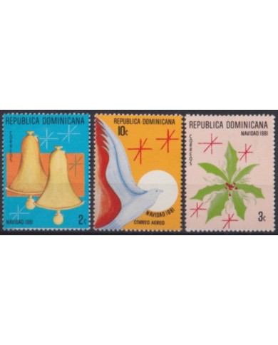F-EX61459 DOMINICANA REP MNH 1981 CHRISTMAS NAVIDAD EASTER FLOWER PEACE PIGEON.
