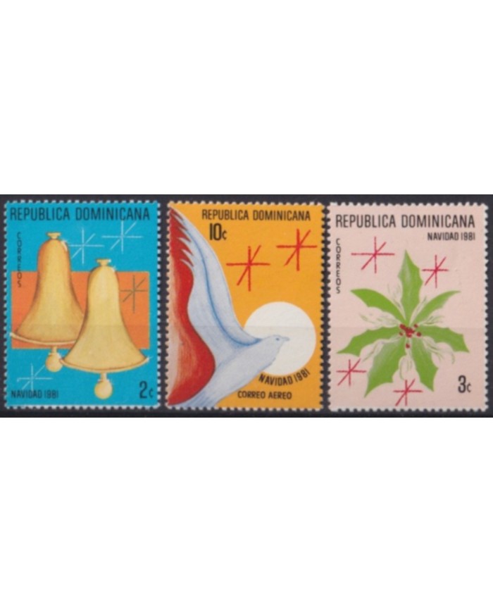 F-EX61459 DOMINICANA REP MNH 1981 CHRISTMAS NAVIDAD EASTER FLOWER PEACE PIGEON.