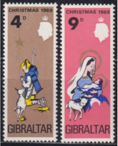 F-EX61470 GIBRALTAR MNH 1968 CHRISTMAS NAVIDAD VIRGEN & CHILDREN.