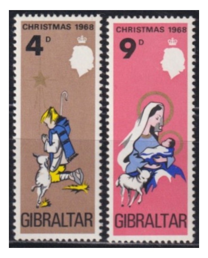 F-EX61470 GIBRALTAR MNH 1968 CHRISTMAS NAVIDAD VIRGEN & CHILDREN.