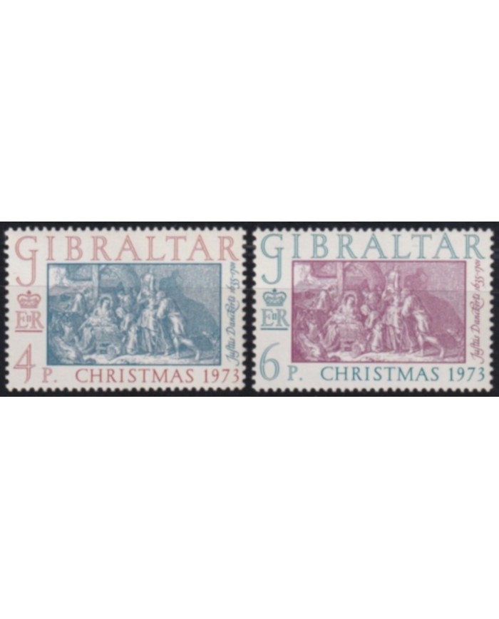 F-EX61474 GIBRALTAR MNH 1973 CHRISTMAS NAVIDAD ART PAINTING DANCKERTS.
