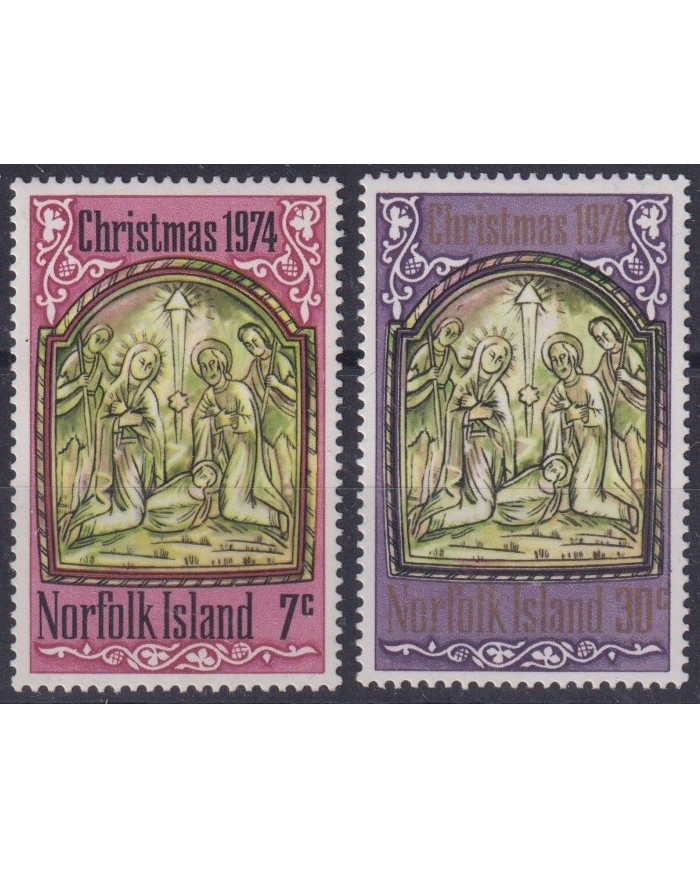 F-EX61499 NORFOLK MNH 1974 CHRISTMAS NAVIDAD NATIVITY DRAWING.