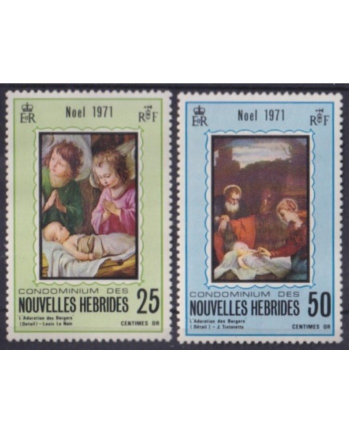 F-EX61507 NEW HEBRIDES (UK) MNH 1971 CHRISTMAS NAVIDAD ART PAINTING.