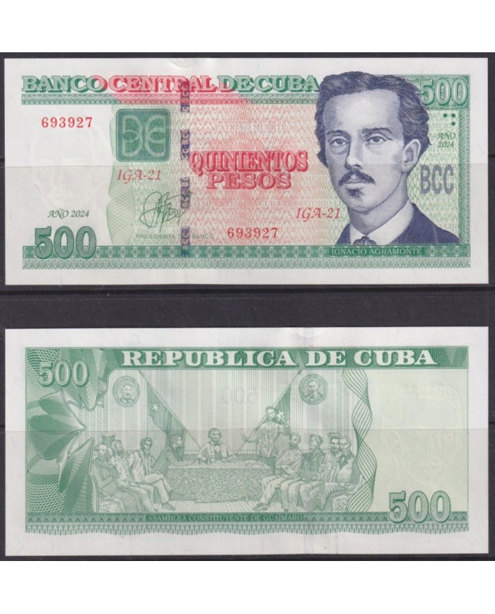2024-BK-5 CUBA UNC 2024 500$ IGNACIO AGRAMONTE LOYNAZ. SERIE DE TRES LETRAS. IGA.