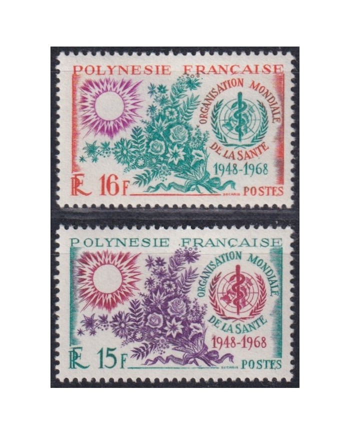 F-EX61717 FRANCE POLINESIE MNH 1968 OMS HEALTH WORLD FLOWER FLORES.