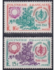 F-EX61717 FRANCE POLINESIE MNH 1968 OMS HEALTH WORLD FLOWER FLORES.