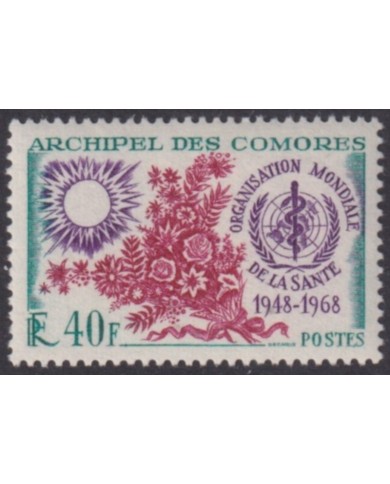 F-EX61721 COMORES MNH 1968 OMS HEALTH WORLD FLOWER FLORES.