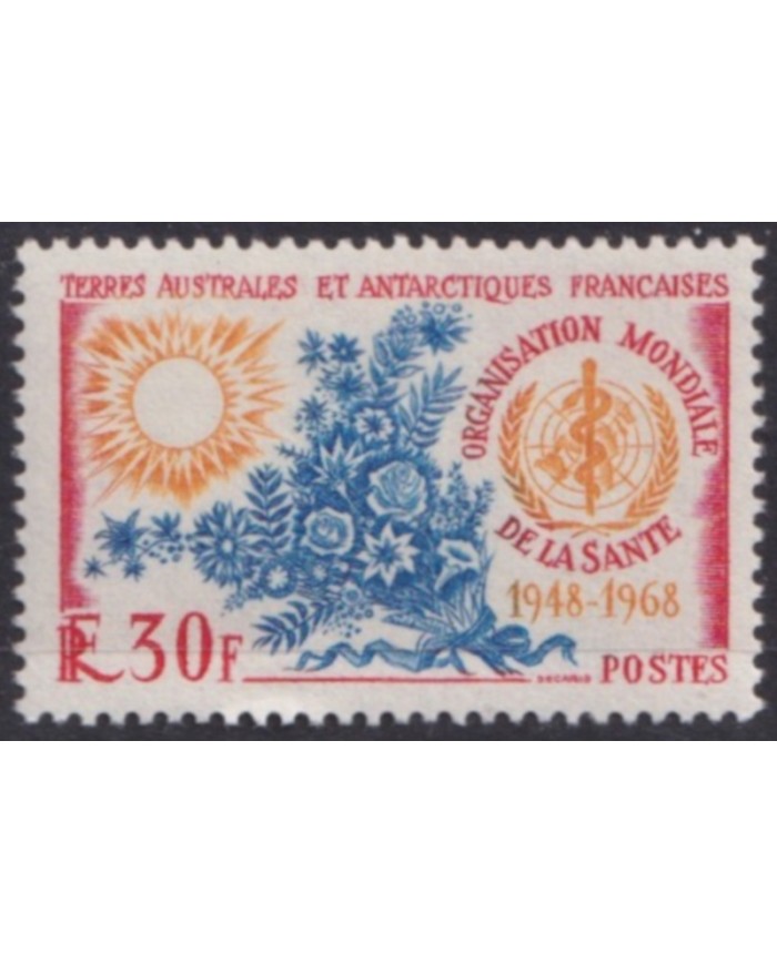 F-EX61727 FRANCE TAAF POLAR MNH 1968 OMS HEALTH WORLD FLOWER FLORES.