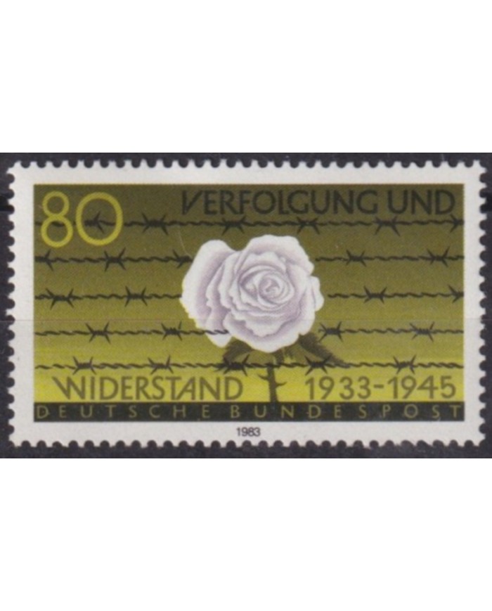 F-EX61742 GERMANY MNH 1983 ROSE FLOWER FLORES WWII PERSECUTION.