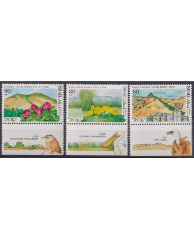 F-EX61731 ISRAEL MNH 1990 NATURAL RESERVE WITH TABS FLOWER FLORES.