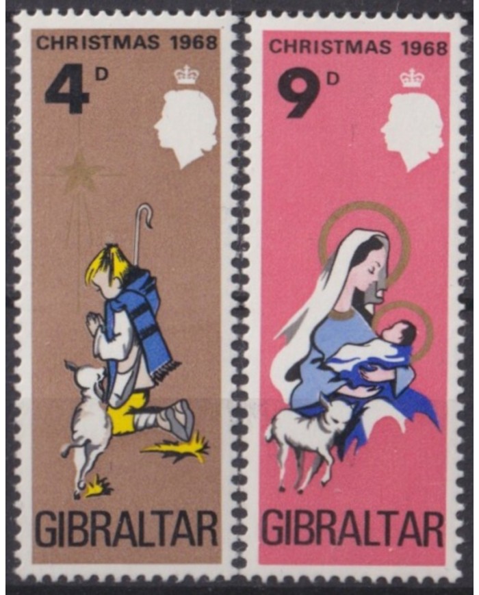 F-EX61568 GIBRALTAR MNH 1968 CHRISTMAS NAVIDAD MADONNA NATIVITY DRAWING.