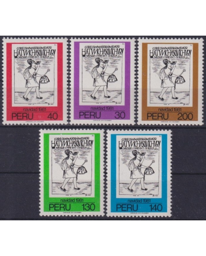 F-EX61522 PERU MNH 1981 CHRISTMAS NAVIDAD ART ENGRAVING INCA MESSENGER.