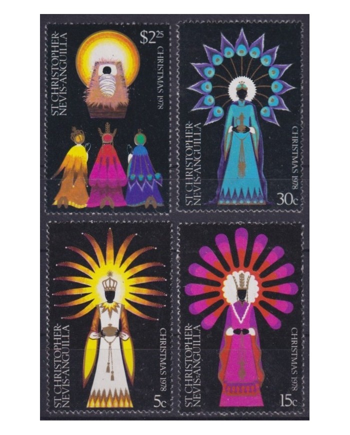 F-EX61536 ST CHRISTOPHER NEVIS ANGUILLA MNH 1978 CHRISTMAS NAVIDAD DRAWING.