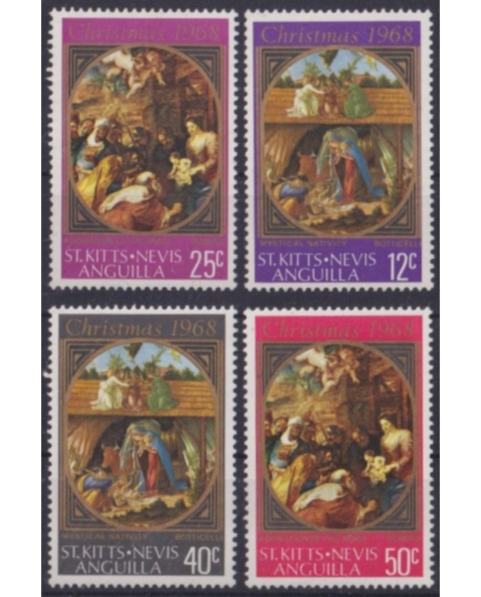 F-EX61538 ST CHRISTOPHER NEVIS ANGUILLA MNH 1968 CHRISTMAS NAVIDAD ART PAINTING RUBENS BOTTICELLI.