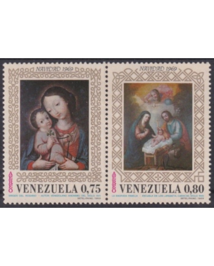 F-EX61553 VENEZUELA MNH 1969 CHRISTMAS NAVIDAD ART PAINTING MADONNA & CHILD.