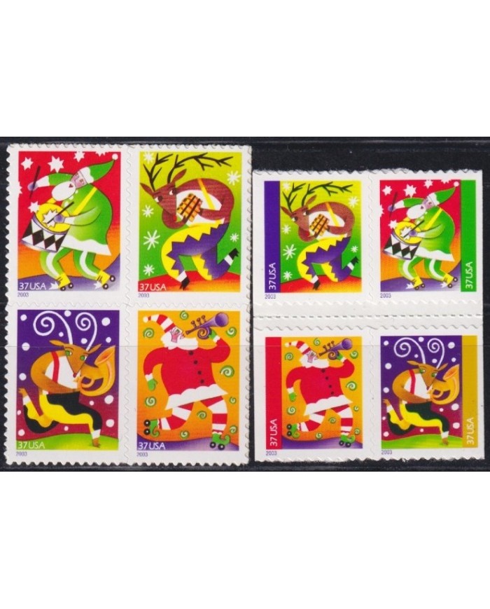 F-EX61402 USA US MNH 2003 CHRISTMAS NAVIDAD SNOW SANTA CLAUS DRAWING.