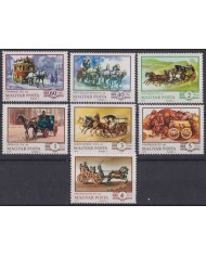F-EX61635 HUNGARY MNH 1977 HISTORIC HORSE DRAW VEHICLES CARRIAGE.