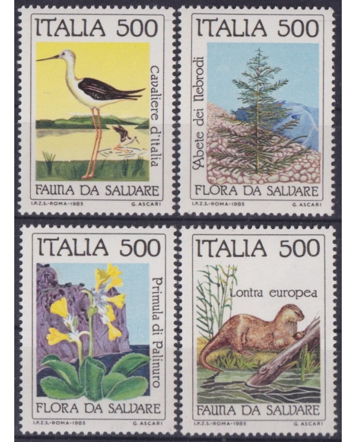 F-EX61607 ITALIA 1985 MNH ENDANGERED FAUNA & FLOWER BIRD LONTRA.