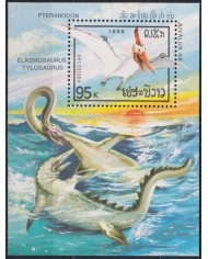 F-EX61606 LAOS MNH 1988 JUVALUX PREHISTORIC FAUNA DINOSAUR TYLOSAURIUS.
