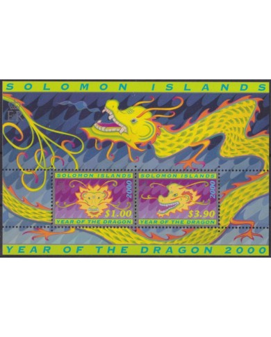 F-EX61653 SOLOMON IS MNH 2000 DRAGON CHINA MOON YEAR SHEET.