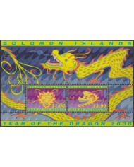 F-EX61653 SOLOMON IS MNH 2000 DRAGON CHINA MOON YEAR SHEET.