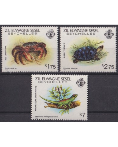 F-EX61633 SEYCHELLES MNH 1983 MARINE WILDLIFE CRAB TURTLE LIZARD