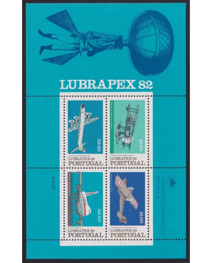 F-EX61781 PORTUGAL MNH 1981 LUBRAPEX FLIGHT AIRPLANE AVION.