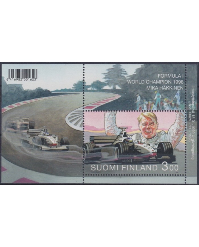 F-EX61791 SOUMI FINLAND MNH 1999 RACE CHAMPIONS CAR AUTO AUTOMOVIL FORMULA 1.