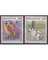 F-EX61622 SWIZERLAND MNH 1991 FAUNA WILDLIFE CONSERVATION RABBIT OWL BIRD.