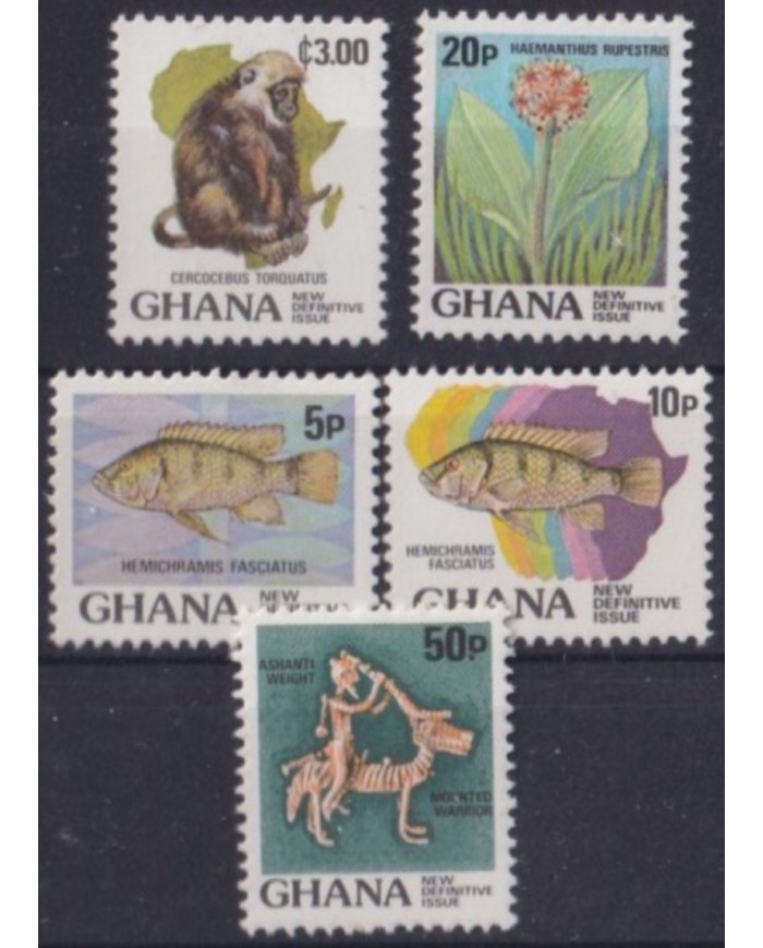 F-EX57481 GHANA MNH 1987 MARINE WILDLIFE DEFINITIVE ISSUE FISH ASHANTI ARCHAELOGY.