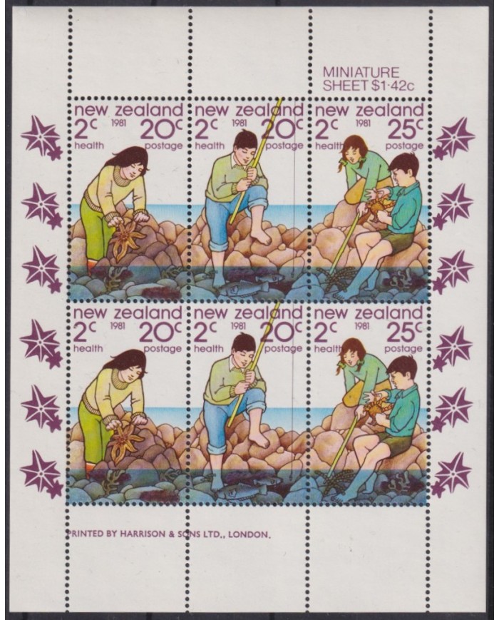 F-EX61649 NEW ZEALAND MNH 1981 CHILD FISHING IN THE SEA FISH REEF.