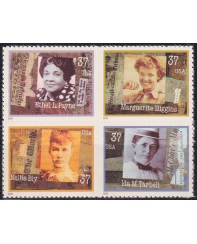 F-EX61395 USA US MNH 2002 WOMAN JOURNALIST NEWSPAPER PAYNE BLY TARBELL.