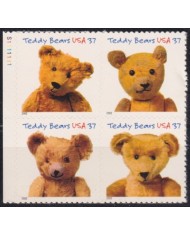 F-EX61396 USA US MNH 2002 TEDDY BEAR TOYS GREETING ADHESIVE BLOCK.