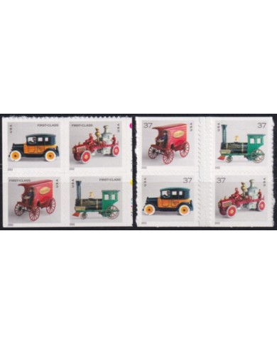 F-EX61398 USA US MNH 2002 FIRST CLASS AUTOMOVIL CARRIAGE TRAIN ADHESIVE BLOCK.