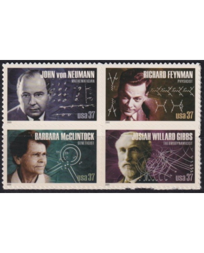 F-EX61030 USA US MNH 2005 SCIENTISTS NEUMAN FEYNMAN McCLINTOCK GIBBS.