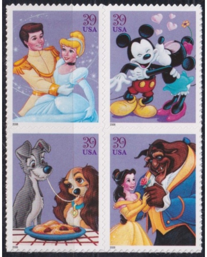 F-EX61418 USA US MNH 2006 DISNEY ROMANTIC MICKEY CINDERELLA LADY & TRAMP.