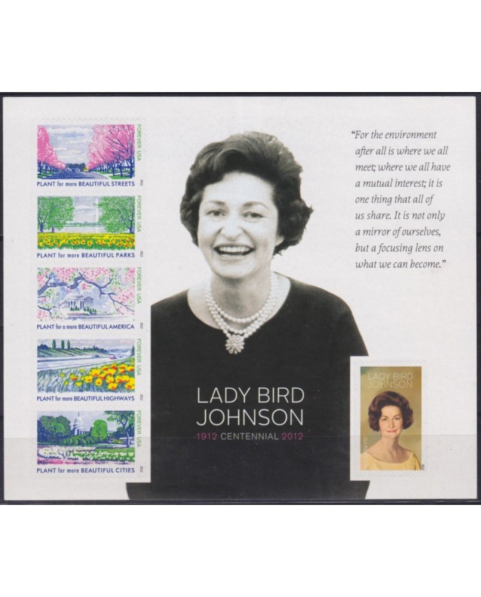 F-EX59852 USA US MNH 2012 LADY BIRD JOHNSON FLOWER BEAUTIFUL AMERICA.