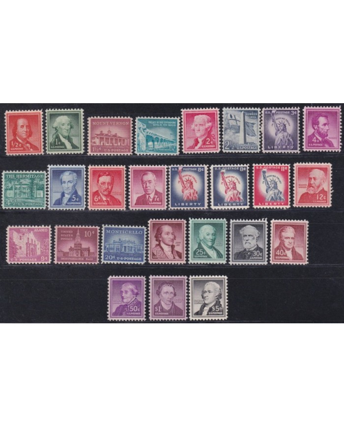 F-EX59849 USA US MNH 1954-61 PRESIDENT & HISTORIC BUILDING.