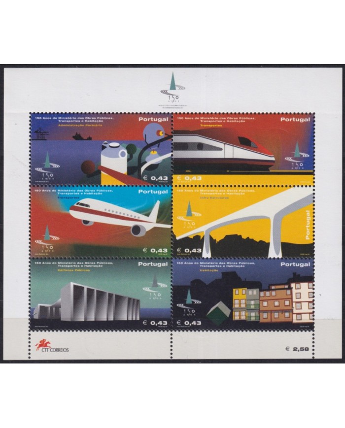 F-EX59893 PORTUGAL MNH 2002 MINISTRY OF PUBLIC WORK AVION AIRPLANTE TRAIN ARCHITECTURE.