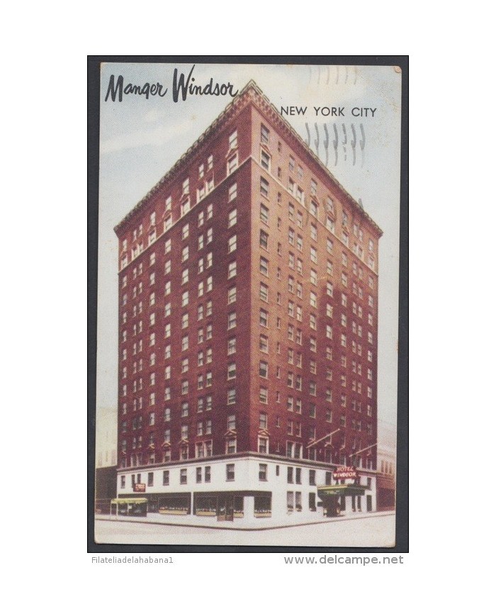 1957-H-8 US. 1955. SOBRE CON TASA POR COBRAR. POSTAGE DUE. HOTEL WINDSOR. NEW YORK. US.