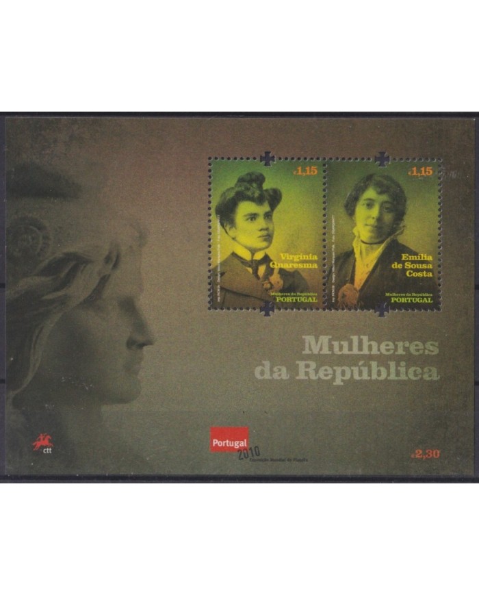 F-EX61966 PORTUGAL MNH 2010 FAMOUS REPUBLIC WOMAN VIRGINIA QUARESMA SOUSA.